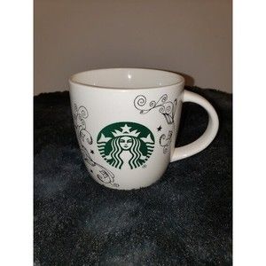 Starbucks swirl siren white coffee mug/tea cup 14oz with signature mermaid